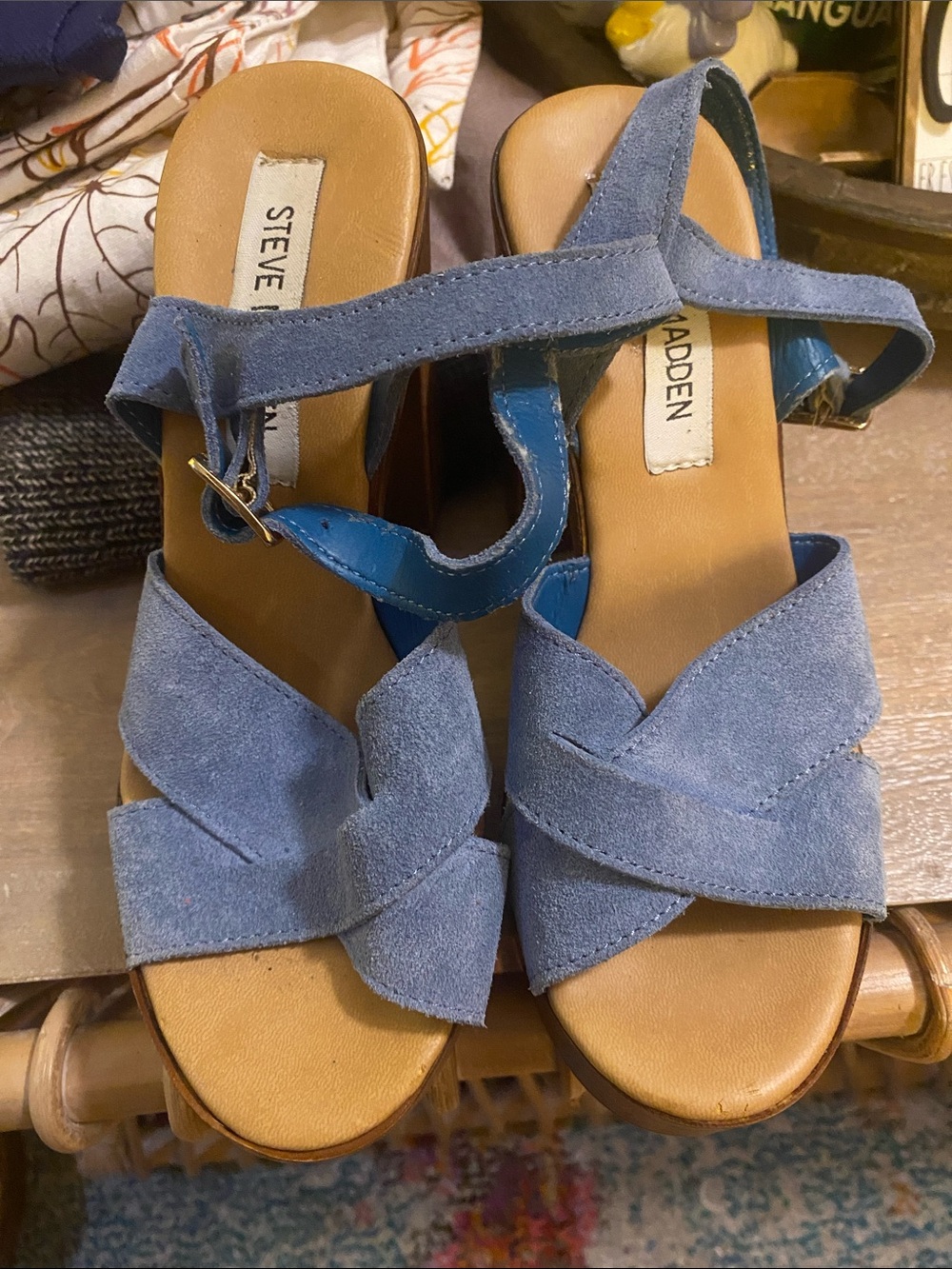 Steve Madden Liveana Heels —blue Suede Size 6 Excellent Condition